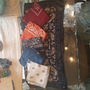 6 Mixed Lot Of Bandana Scrafs Includes 1 True Religion Scarf